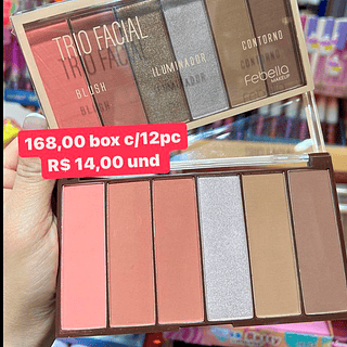 PALETA DE BLUSH CONTORNO E ILUMINADOR FEBELLA