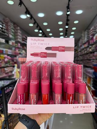 Lip gloss Ruby rose 2 em 1 (box c/36pç)