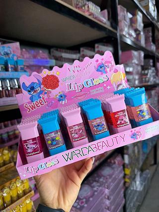 Lip gloss stich balinha rosa (box c/24) somente cores que estiverem disponíveis