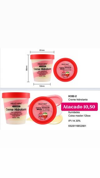 Creme hidratante melancia facial/ mãos/ pés/ corpo hello minni