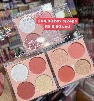 PALETA DE ILUMNADOR E BLUSH CORES VARIADAS