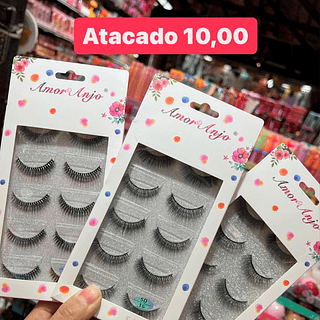 CÍLIOS POSTIÇOS AMOR ANJO 5 PARES / NUMERAÇÃO VARIADAS