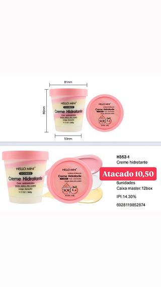 Creme hidratante pessego facial/ mãos/ pés/ corpo hello minni