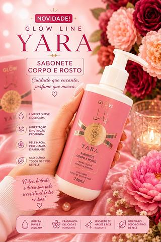 Sabonete liquido corpo e rosto yara glow