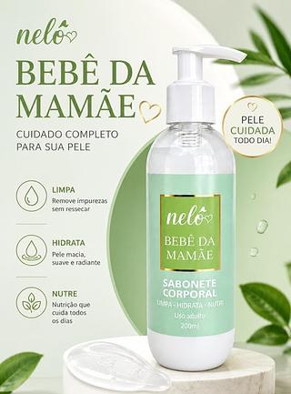 Sabonete liquido corporal bebe da mamãe nelo