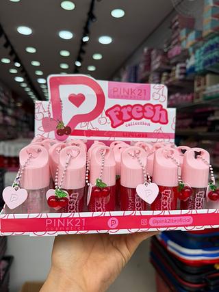 Lip gloss fresh pink21 (box c/24) somente cores que estiverem disponíveis