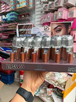 Lip gloss criarbelle chocolate (box c/24) somente cores que estiverem disponíveis