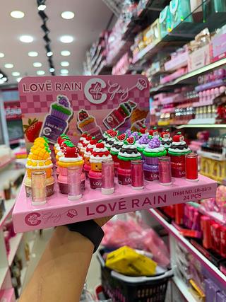 Lip gloss cupcake love rain (box c/24) somente cores que estiverem disponíveis